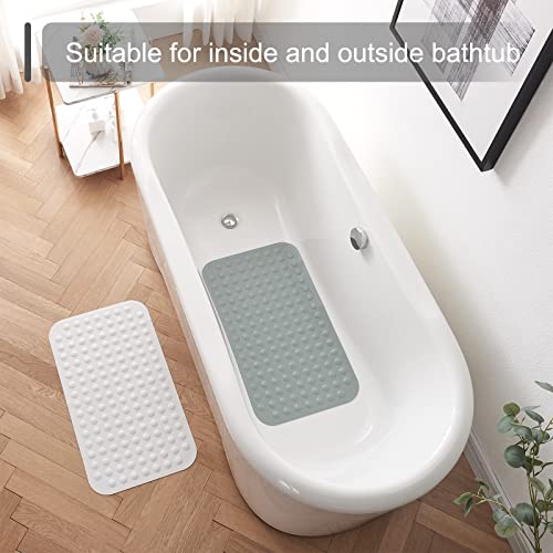 Yanzifly 27x15.3 Inch Silicone Non-Slip Bathtub Mat with Suction Cups, White