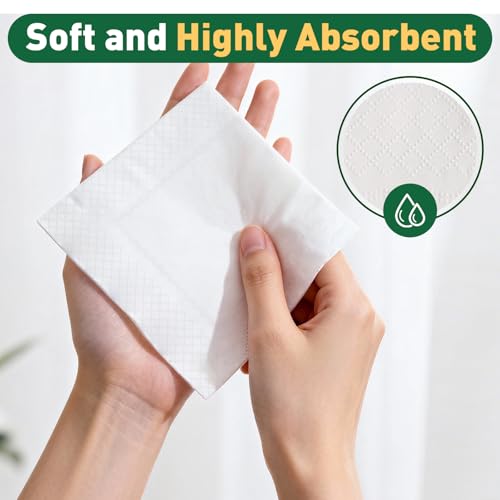 White Disposable Cocktail Napkins 150 Count - EZLYFF, 9x9 Inches, Party Bar Supplies