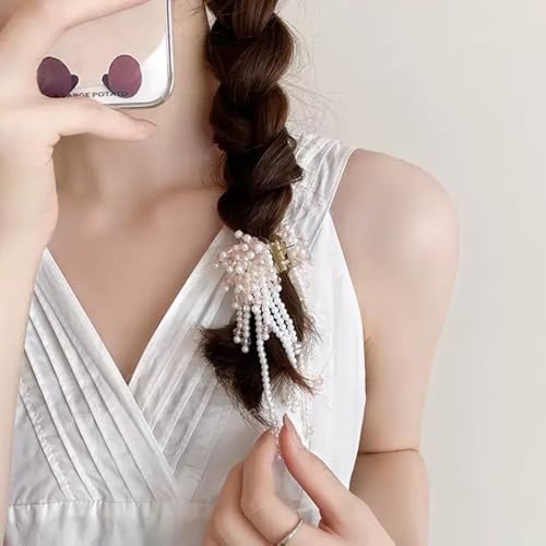 Agirlvct Pearl Tassel Hair Claw Clips Rhinestone Hair Pins 3 Pcs