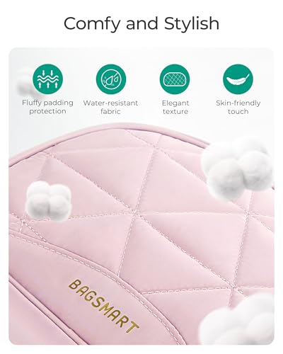 BAGSMART Travel Jewelry Organizer Case - Medium, Light Pink
