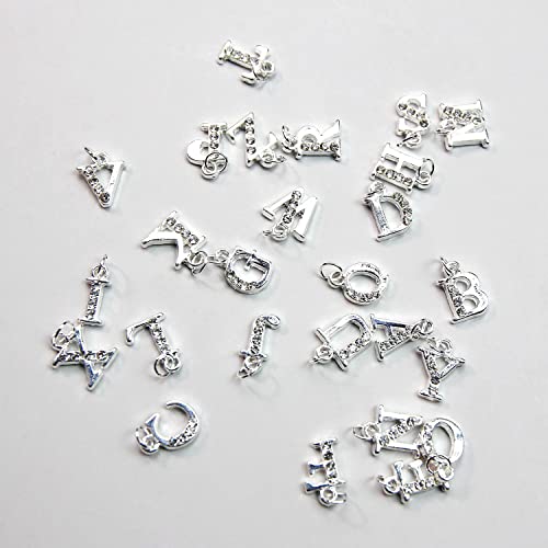 Vezocim Silver Letter Nail Art Decorations 26 A-Z Alloy Alphabet Rivets