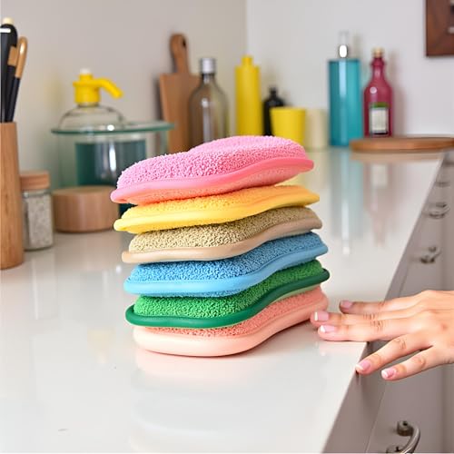 Heavy Duty Non-Scratch Kitchen Scrub Sponges - 6 Pack