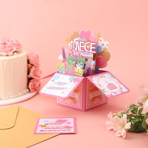 Penitue 3D Pop Up Birthday Card with Rhinestones and Envelope