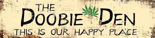 The Doobie Den Vintage Tin Sign - Retro Metal Wall Art 16x4