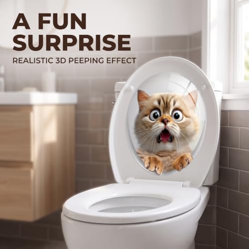 Galepromot 3D Kitten Toilet Lid Sticker - Waterproof Bathroom Decor