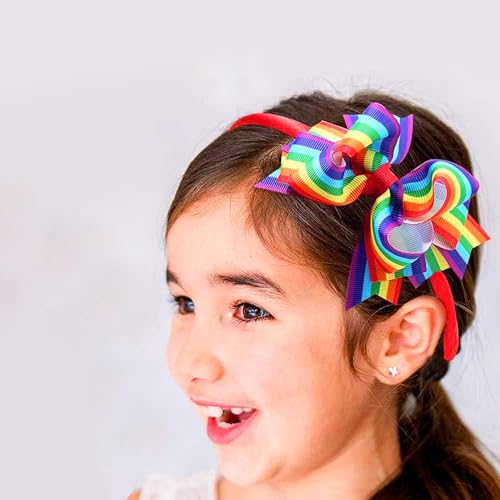 Doneace Pride Day Rainbow Bow Hairband Colorful Butterfly Hair Accessories