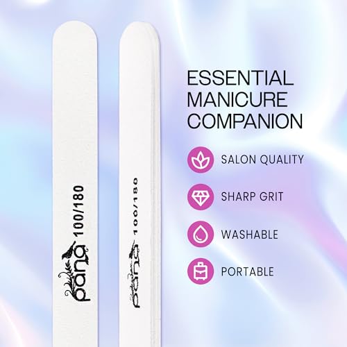 Pana Professional White Round Emery Board Nail Files 100/180 Grit 10-Pack