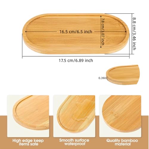Bamboo Vanity Tray Set - 2-Pack Natural Wood Bathroom Organizer (6.88" x 3.46")