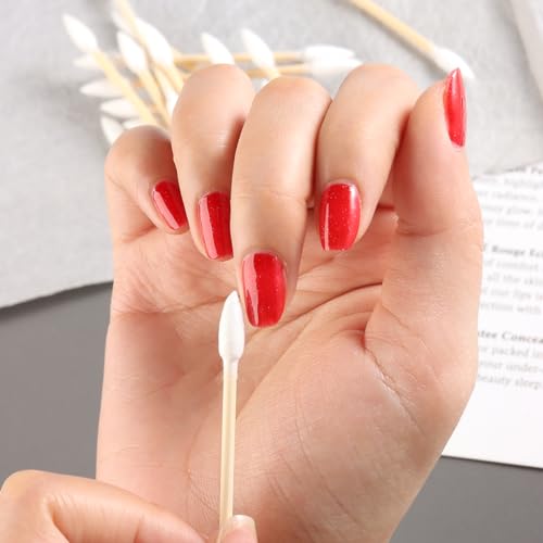 Pointed Tip Cotton Swabs with Wood Sticks 200pcs Precision Makeup and Nail Polish Corrector Buds