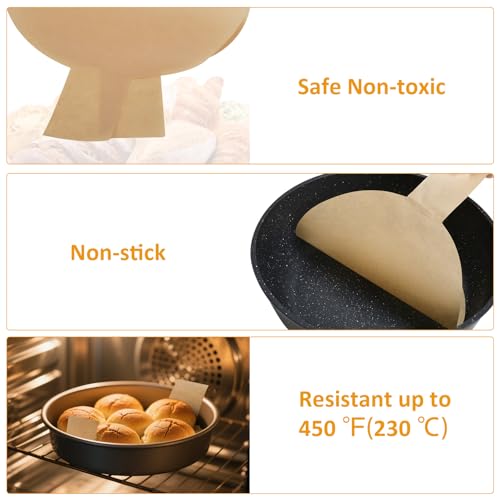 Numola 6 Inch Round Parchment Paper with Handles, 100 Pack - Non-Stick Baking Liners