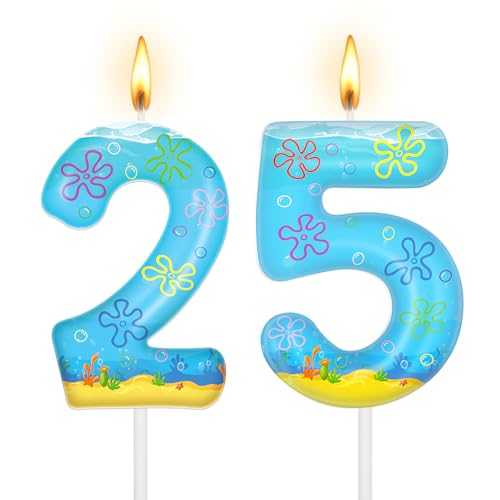 25th Birthday Number Candle with Cute Flower Cloud Design
