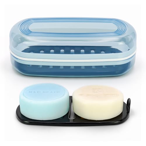 OZNER Clear Travel Soap Case - Leak-Proof Holder for Shampoo & Conditioner Bars