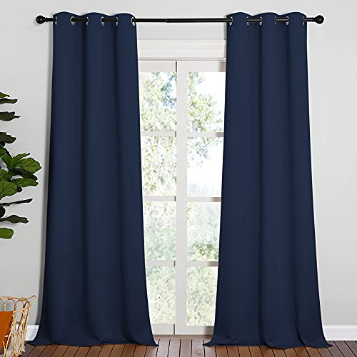 NICETOWN Navy Blackout Curtains, 2 Panels, 42"W x 90"L