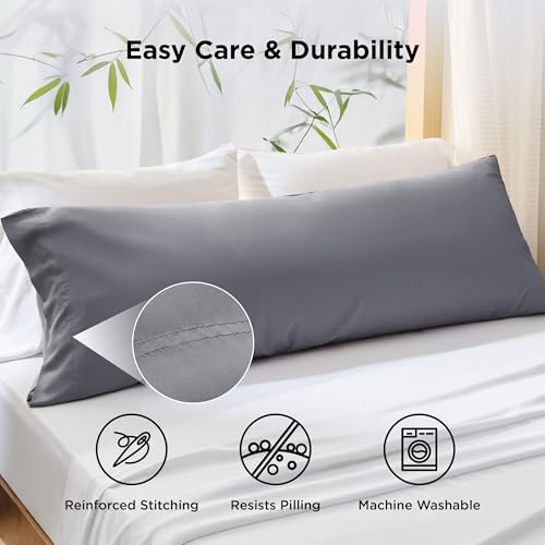 Bedsure Bamboo Body Pillowcase, 20" x 54", Silver Grey