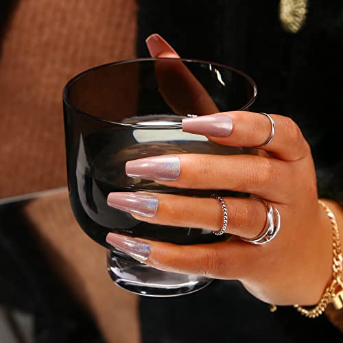 MLEN DIARY Medium Coffin Press on Nails - 24 PCS Acrylic Fake Nails