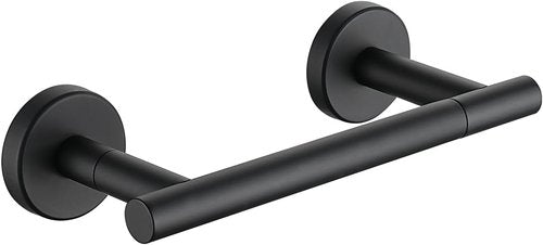 JQK Black Toilet Paper Holder - Double Post Wall Mount Tissue Holder | Durable 304 Stainless Steel for Mega Rolls