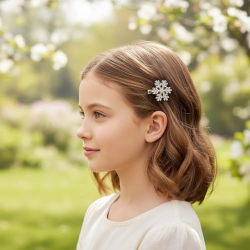 Silver Rhinestone Snowflake Alligator Hair Clips 5Pcs