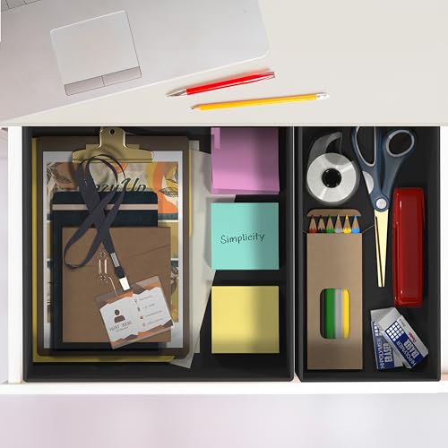 Simple Houseware Underwear Drawer Organizer Set of 6 - Black, Includes 2 Large, 2 Medium & 2 Small Boxes