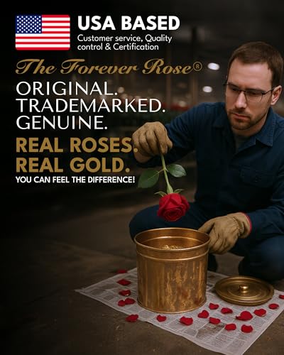 Forever Rose 24K Gold Dipped Real Rose in Bloom Box & Vase - Handmade Gift