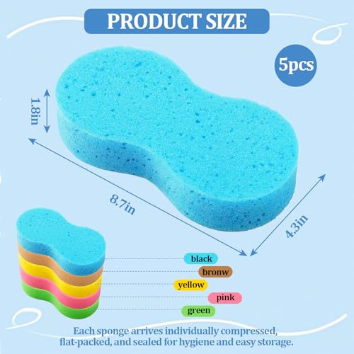 5 Pack Large Non-Scratch Foam Car Wash Sponges for Vehicles