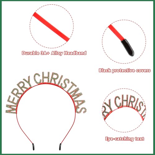 COCIDE Christmas Crystal Rhinestone Headband for Women Holiday Hair