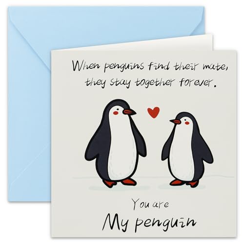 FloraSea Romantic Penguin Anniversary Card for Husband Wife and Couples