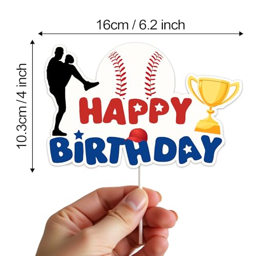 Baseball Birthday Cake Topper - 4x6.2 Inch Decoration for Boys