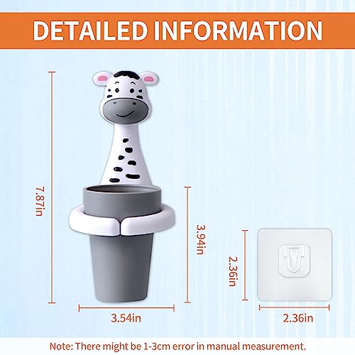 SooGree Kids Toothbrush Holder with Cup - Wall-Mounted Animal Design