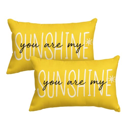 Yellow Sunflower Throw Pillow Covers Set of 2 12x20 Inches Home Decor