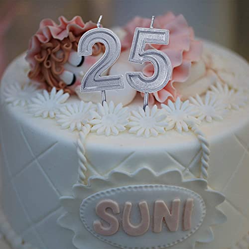 Silver Glitter Number 7 Birthday Candle - Premium Quality Cake Topper