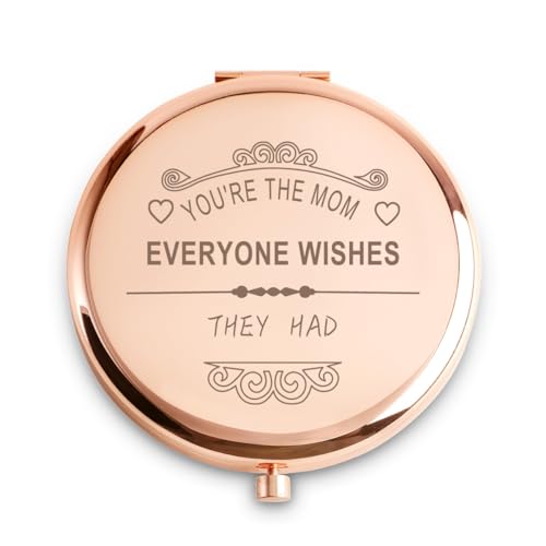 Engraved Compact Mirror Gift for Mom - Custom Stainless Steel Pocket Mirror