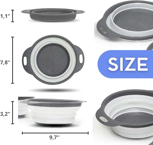 White Silicone Collapsible Colander - 1PC Small Kitchen Strainer