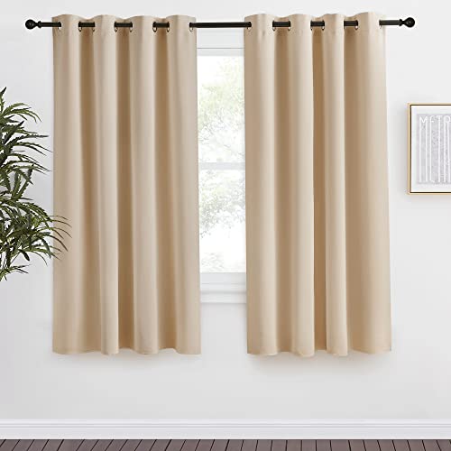 NICETOWN 55x68 Inch Blackout Curtain in Biscotti Beige - Modern Design for Privacy