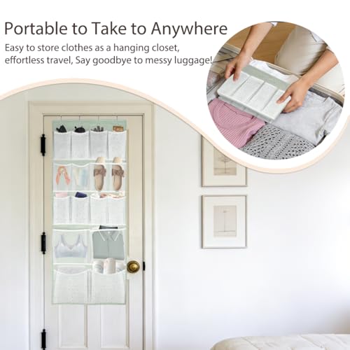 KANCNT 16-Pocket Over-the-Door Hanging Storage Organizer, Medium-Green