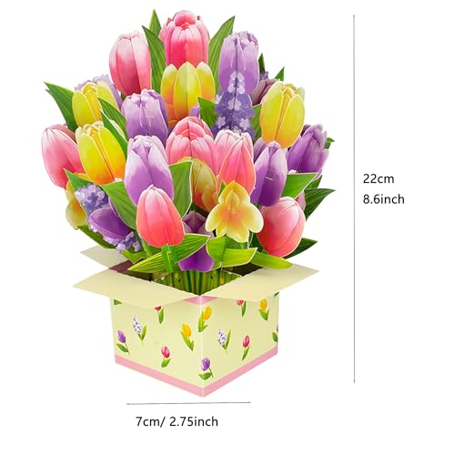 3D Paper Flower Pop Up Card - 8.6 Inch Mother's Day Gift