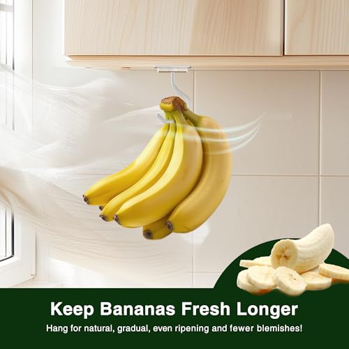 Bussdis Silver Banana Hook Under Cabinet Adhesive Holds 20 Bananas - 1 Pack