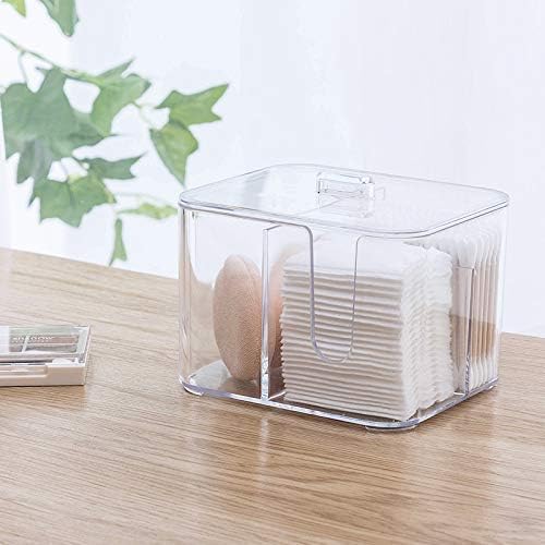 SUNFICON Acrylic Cotton Pad Holder - 4-Compartment Organizer for Bathroom & Vanity