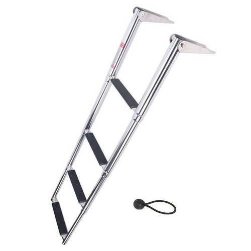 4 Steps Stainless Steel Telescoping Boat Ladder Swim Step Ladder, 600 Pound Capacity for Marine Yacht