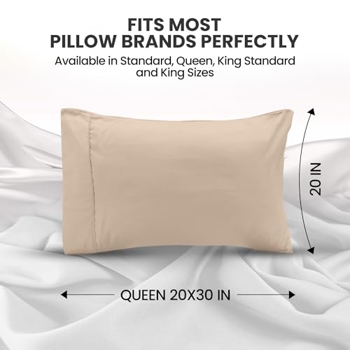 Ultra Soft Beige Pillow Cases Set of 4, Queen Size 20x30 Inches