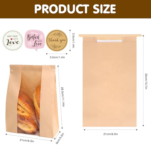 Moretoes 20pcs Bread Bags with Airtight Seal, 13.7x8.3x3.5In