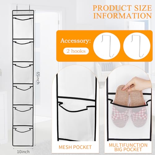 GOMAJI Over The Door Shoe Organizer, 6 Large Breathable Mesh Boot Pockets