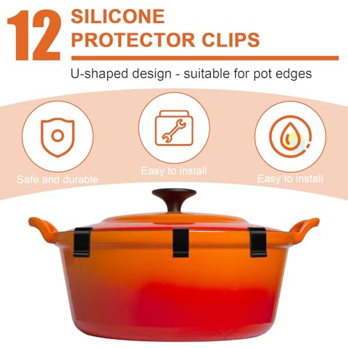 Gosknor 12pcs Dutch Oven Lid Protector Clips - Silicone Kitchen Accessories
