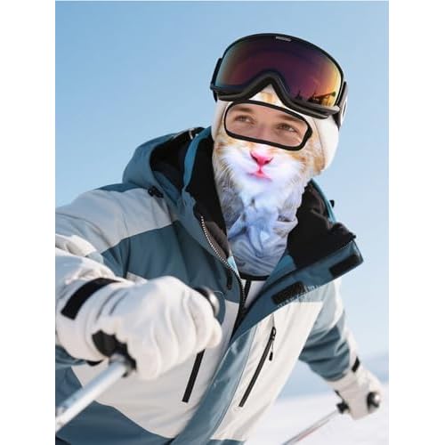 3D Cat Ski Mask Balaclava with Ears - Cat Shiesty Face Cover for Skiing, Music Festivals, Cycling, Halloween Parties