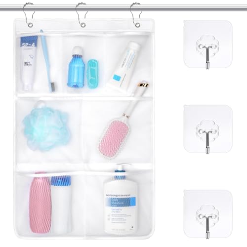 F-color White 7-Pocket Mesh Shower Caddy - Hanging Organizer for Cruise