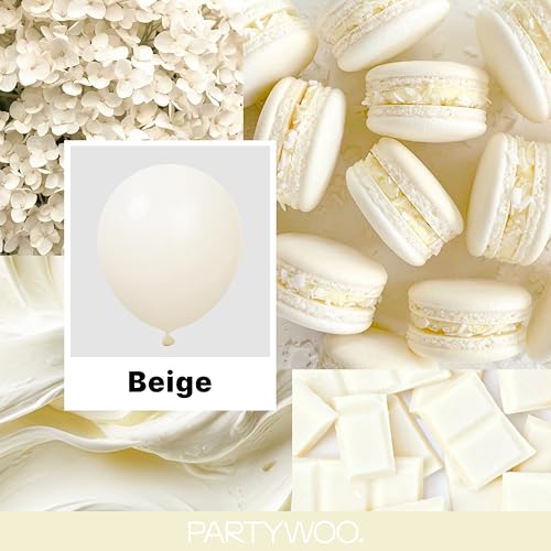 PartyWoo Beige Balloons - 127pcs in Various Sizes (5-36 Inch)