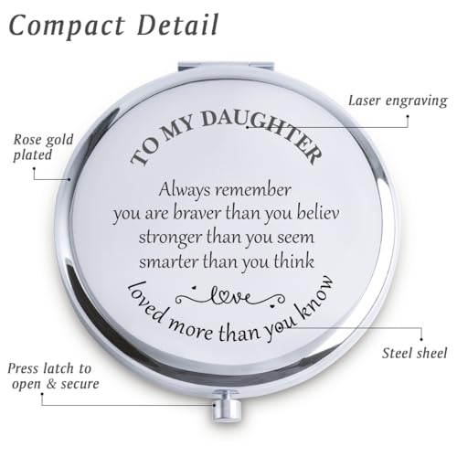 Personalized Compact Mirror Custom Engraved Gift for Daughter