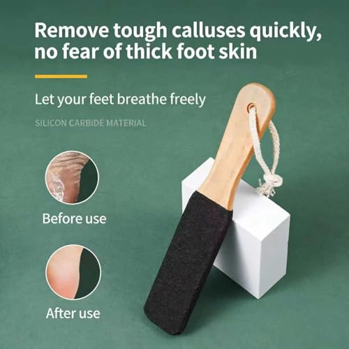 2-Pack Wooden Handle Pedicure Foot File & Pumice Stone Callus Remover