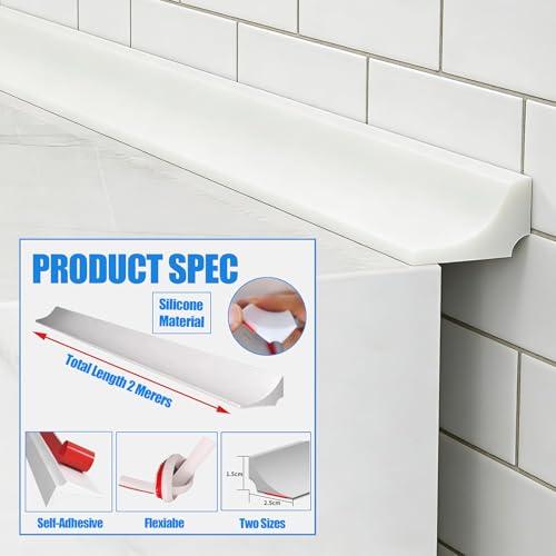 Water Barrier for Sink - Collapsible Silicone Shower Threshold