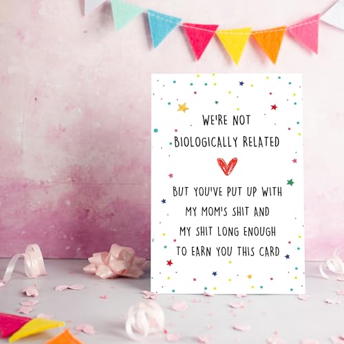 Funny Birthday Card for Step Dad - Recycled Linen Card