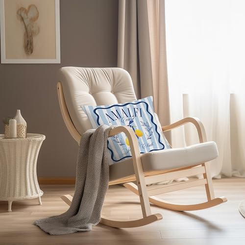 Nipil Blue Coastal Lemon Pillow Cover 18x18 Summer Mediterranean Decor
